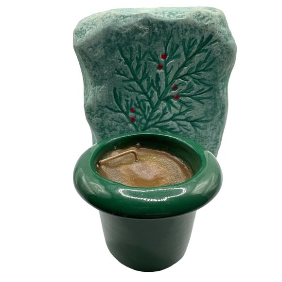 Vintage Ceramic Holly Berry Pine Votive Candle Holder Signed - Picture 10 of 10